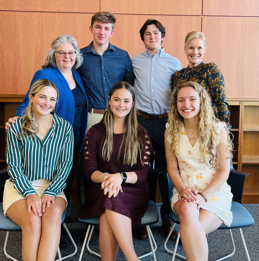 Pictured (left to right): Back - Modern Language teacher Lori Miner, Robert Lampman, James Mutinsky, Executive Director of Learning Dr. Michelle Reed; Front - Mckayla Mudge, Kyra Byrne, Ally MacGiffert