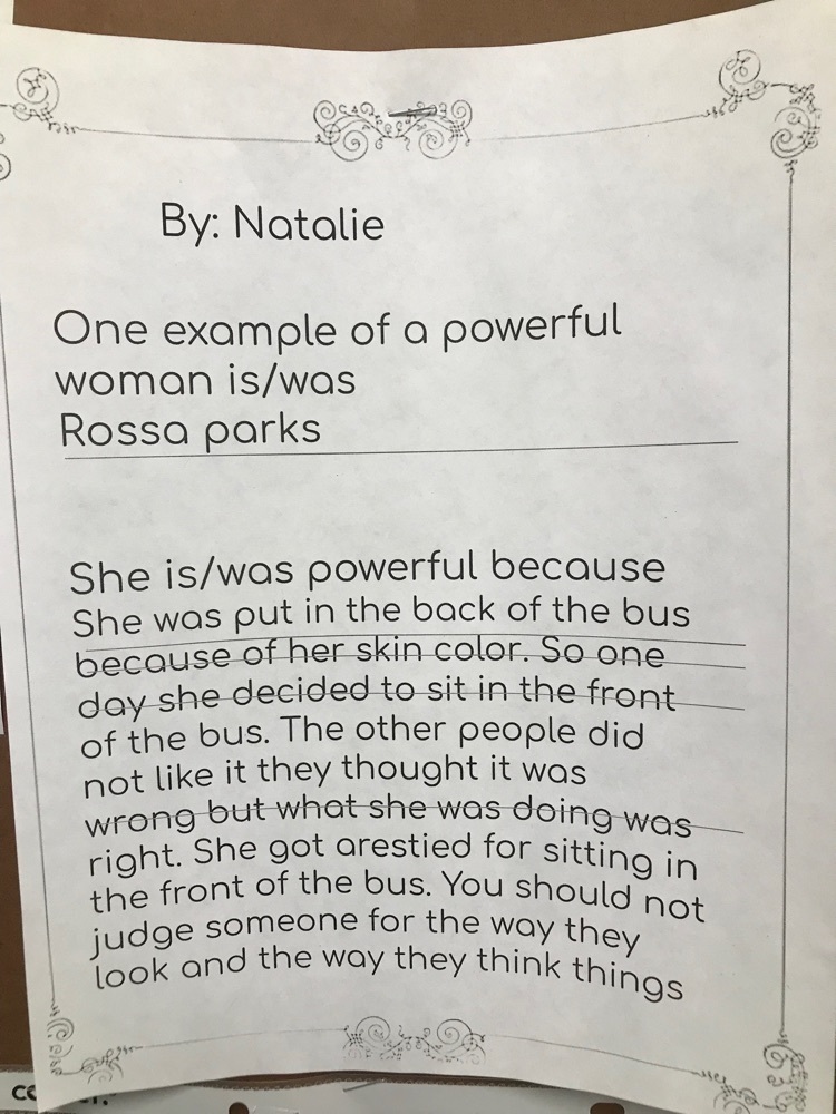 students work about a powerful woman