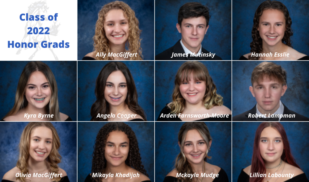 collage of 11 senior photos of the Class of 2022 honor graduates