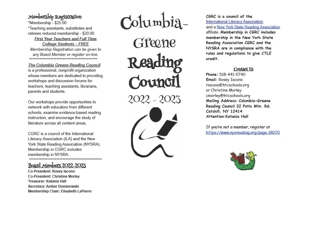 Columbia-Greene Reading Council 2022-23 Brochure
