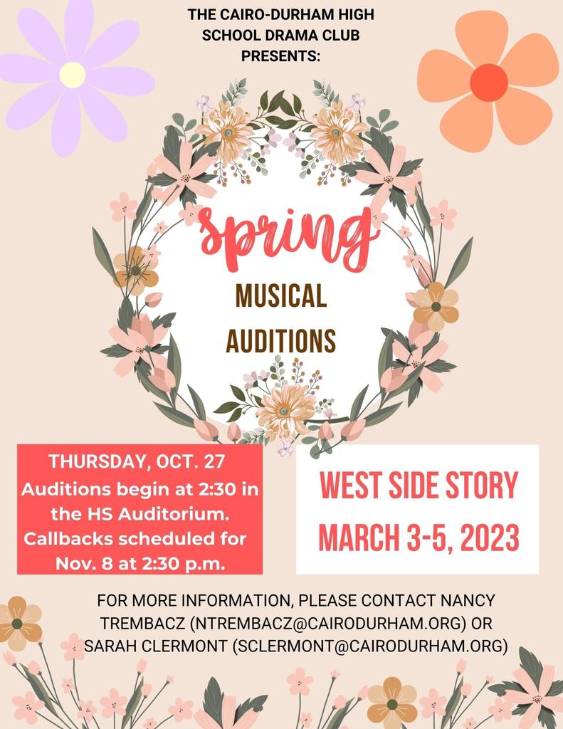 Spring Musical Auditions Flier