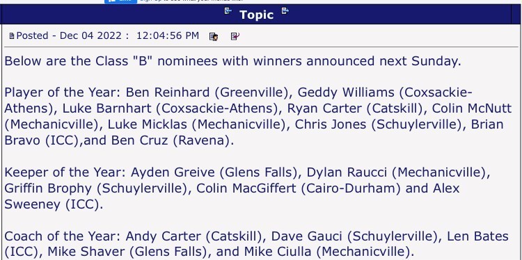 Colin MacGiffert Keeper of the Year Nomination