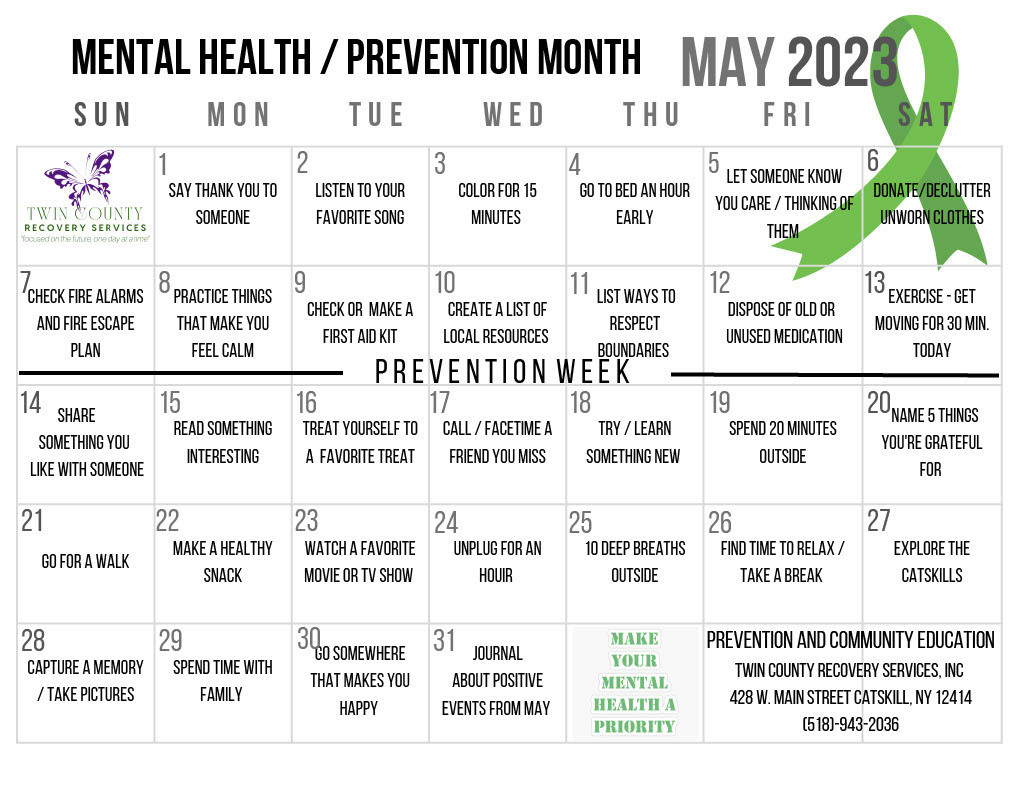 Mental Health/Prevention Calendar
